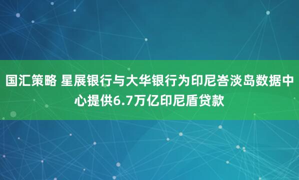 国汇策略 星展银行与大华银行为印尼峇淡岛数据中心提供6.7万亿印尼盾贷款