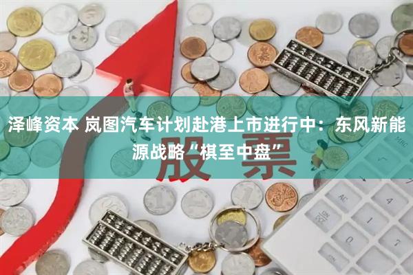 泽峰资本 岚图汽车计划赴港上市进行中：东风新能源战略“棋至中盘”